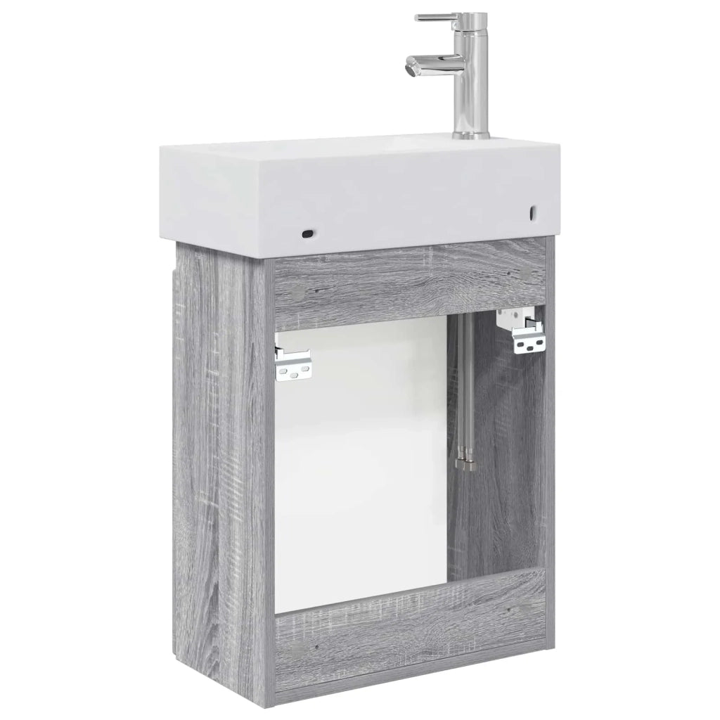 Mobile bagno con rubinetto Sonoma grigio 45,5 x 25,5 x 84 cm 889487