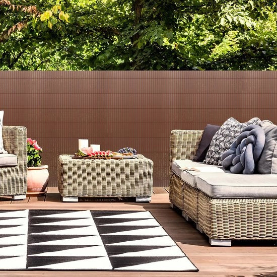 Schermo per giardino in PVC da 1,4x5m per privacy – separazione per giardino e schermo per balcone da 1,4x5m colore miele