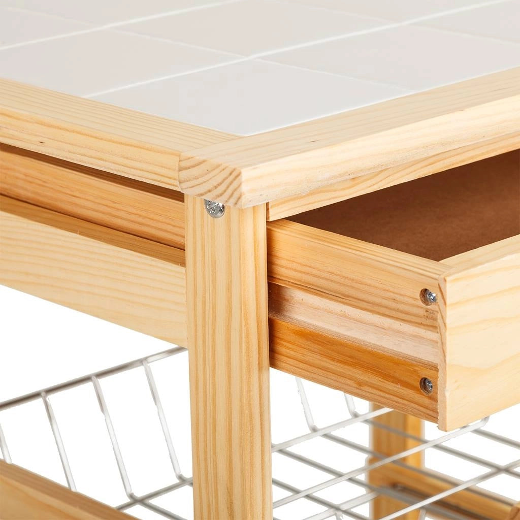 Carrello da cucina in legno di pino marrone 47x37x85