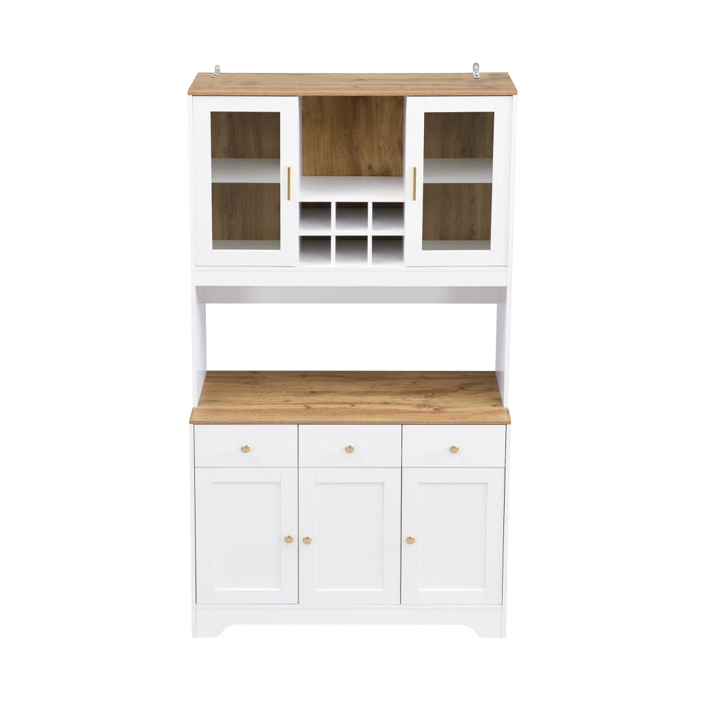 Madia Alta con 5 Ante; 3 Cassetti e Vani Aperti con Ante in Acrilico per Soggiorno in MDF 94;5 x 30 x 175;5 cm Bianco