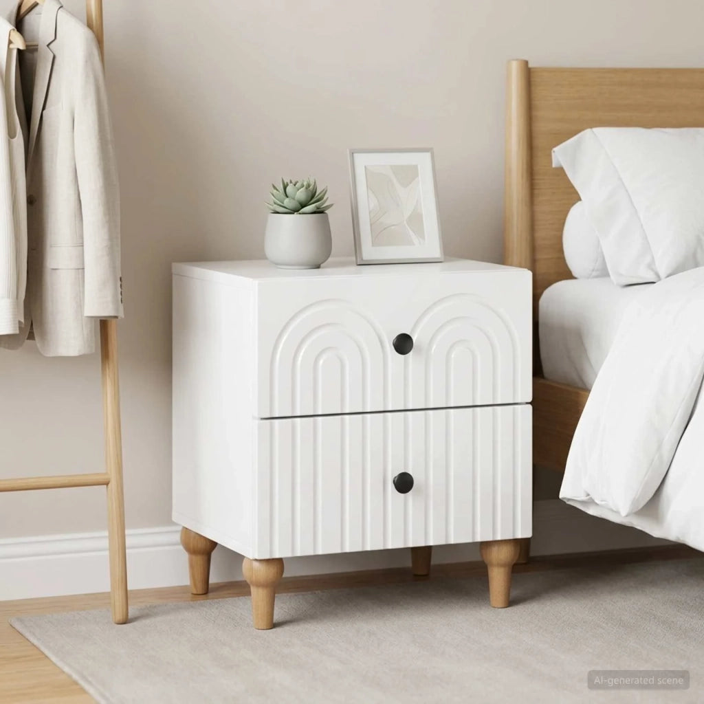 Armadio da Notte 2 pcs Bianco Lucido 43 x 34,5 x 48 cm 894074