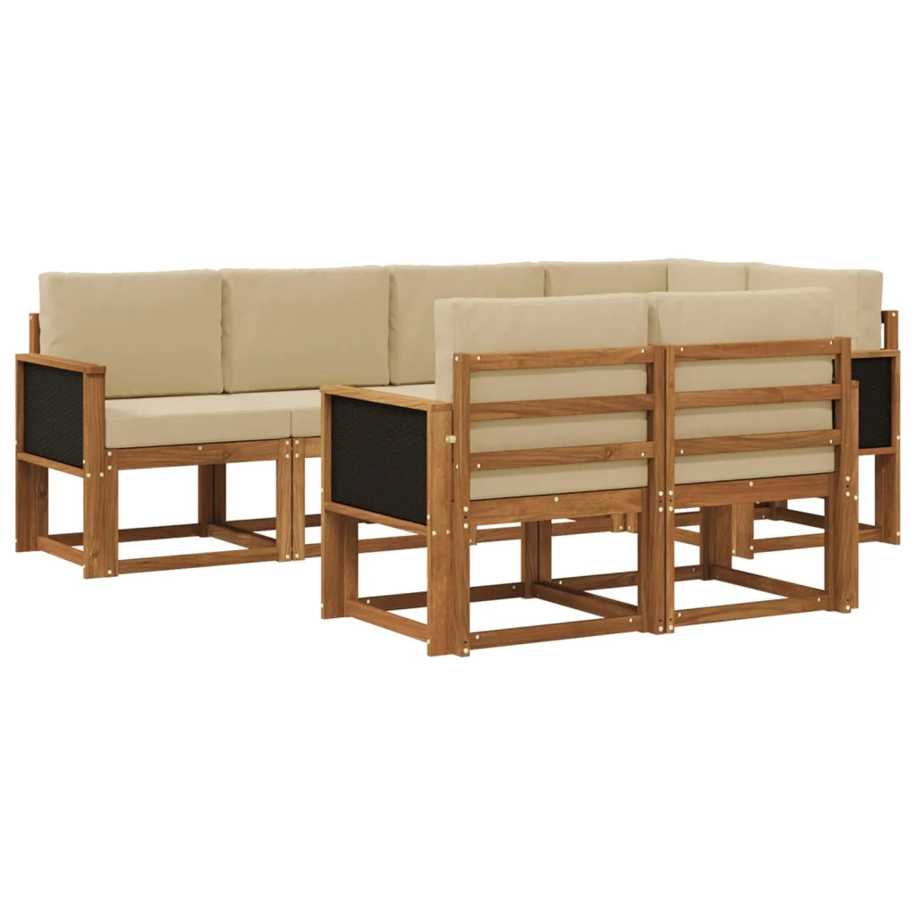 Set di divani da esterno 7 pcs Naturale e Beige Poliestere 3385284