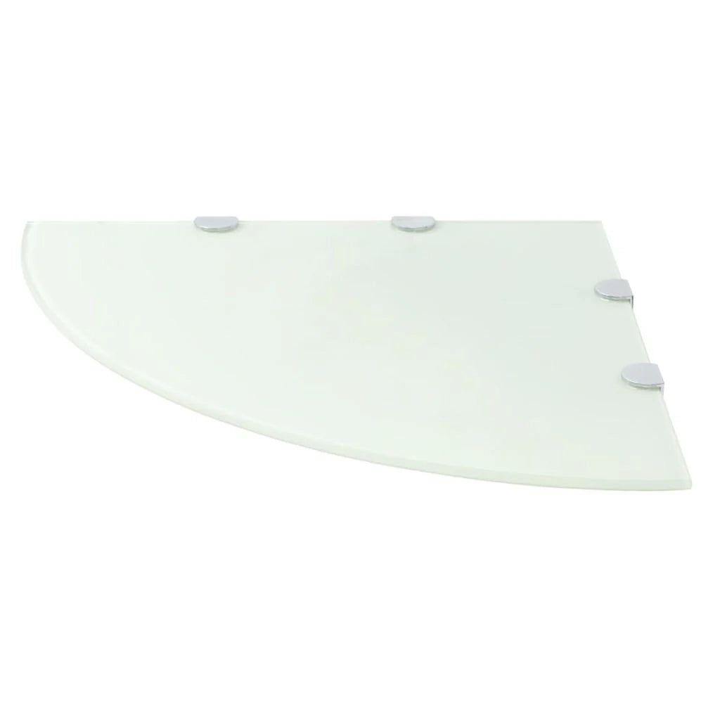 Mensola angolare con staffe cromate e vetro bianco 45 x 45 cm 2702225/2