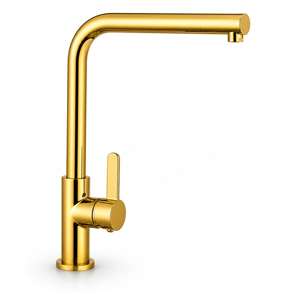 Rubinetto Cucina Oro Lucido Canna Alta Quadrata Girevole Miscelatore Lavello 94028