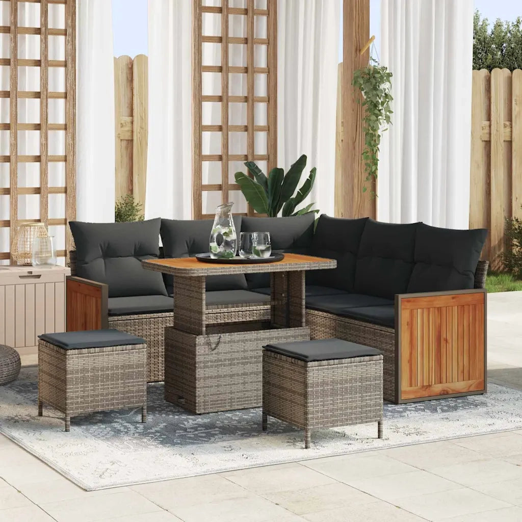 Set Divano da Giardino con cuscino 9 pcs Grigio polyrattan 3365258