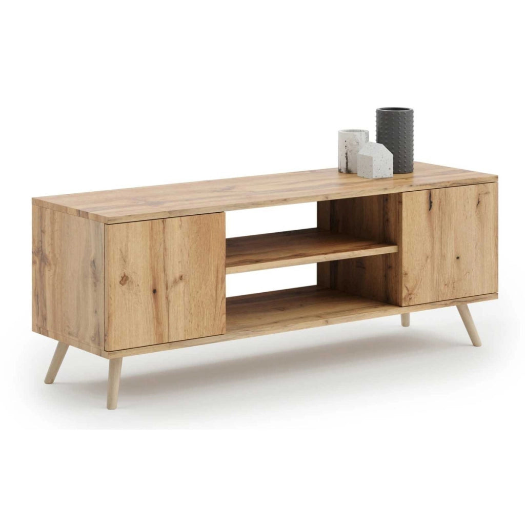 Mobile TV Focus in Rovere Gold Craft con Piedini in Faggio