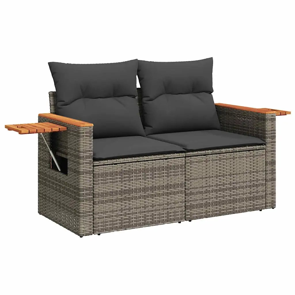 Set Divano da Giardino con cuscino 12 pcs Grigio polyrattan