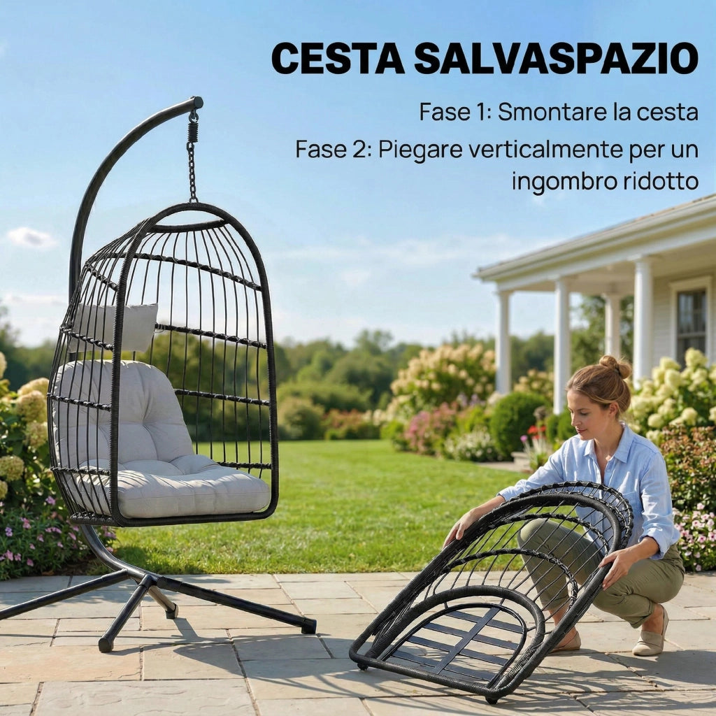 Sedia a Uovo Sospesa ¨C zephmum ¨C Nero/Grigio Chiaro