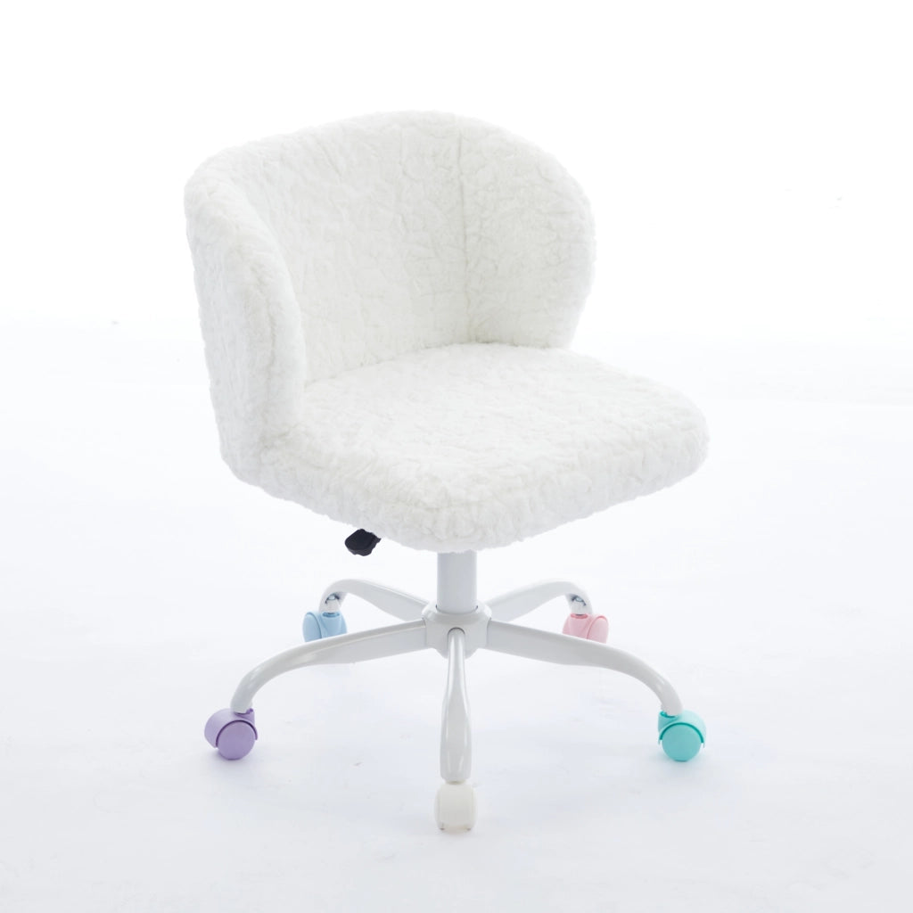 Sedia da Ufficio Imbottita in Pelliccia Sintetica ¨C MINIMAL ¨C Beige, Regolabile, Girevole