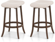 Set di 2 Sgabelli da Bar Girevoli, Sgabelli da Bar senza Schienale di 74 cm con Sedili Imbottiti e Gambe in Legno Massello, Sedie per Isola Cucina con Poggiapiedi per Sala da Pranzo