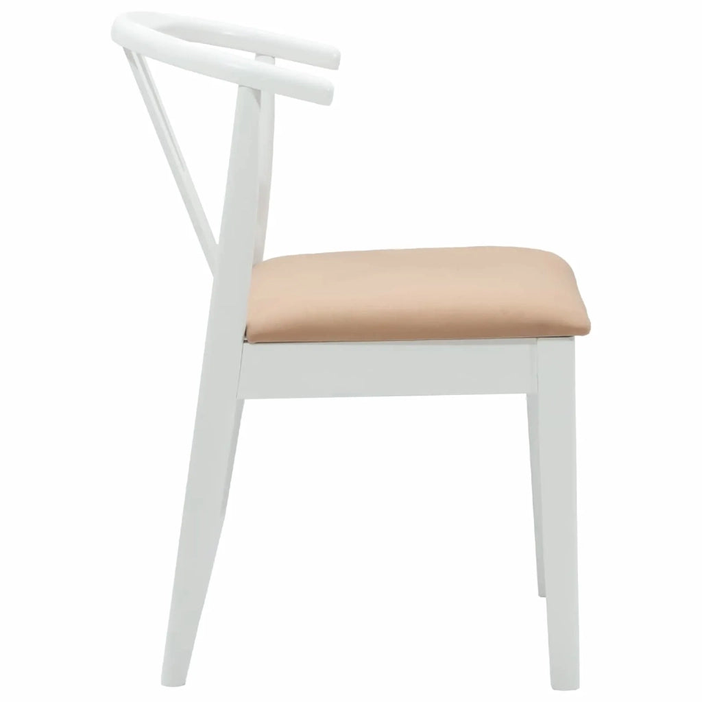 Sedia da pranzo 2 pcs Bianco e marrone Legno di gomma solido 42020409