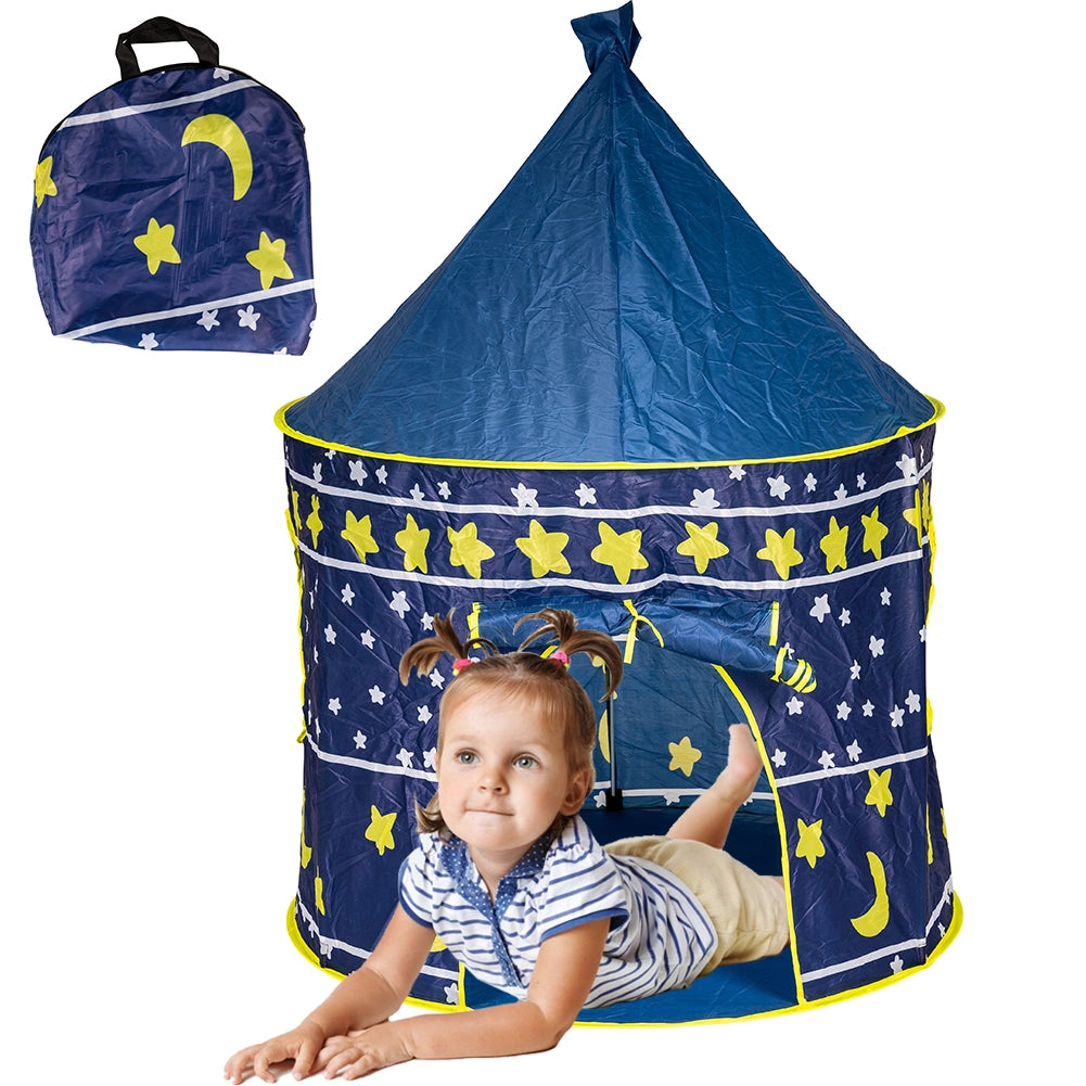 Tenda per Bambini Salvaspazio con Borsa Trasporto Gioco Blu Interno e Esterno