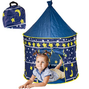 Tenda per Bambini Salvaspazio con Borsa Trasporto Gioco Blu Interno e Esterno