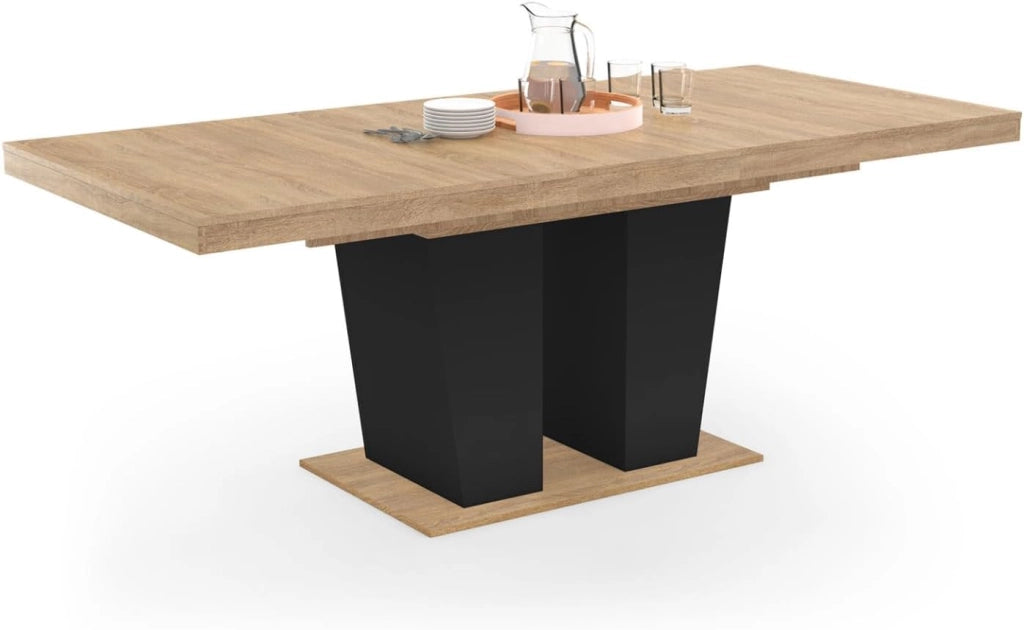 ELIAD tavolo da pranzo rettangolare allungabile 6-10 persone legno e nero 160-200 cm