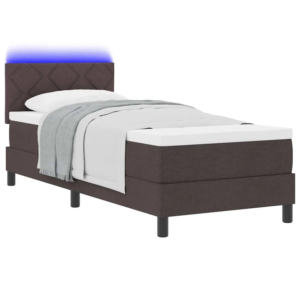 Letto a molle con materasso Marrone Scuro 80 x 200 cm Tessuto