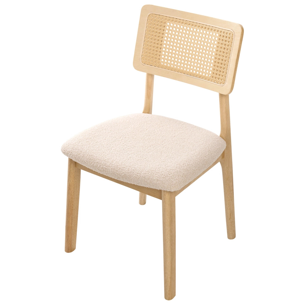 Set di 2 sedie da pranzo Sedute imbottite in poliestere marrone chiaro Struttura in legno laccato senza braccioli Stile retrò