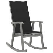 Sedia a Dondolo con Cuscini Grigia in Legno Massello di Acacia cod mxl 51985