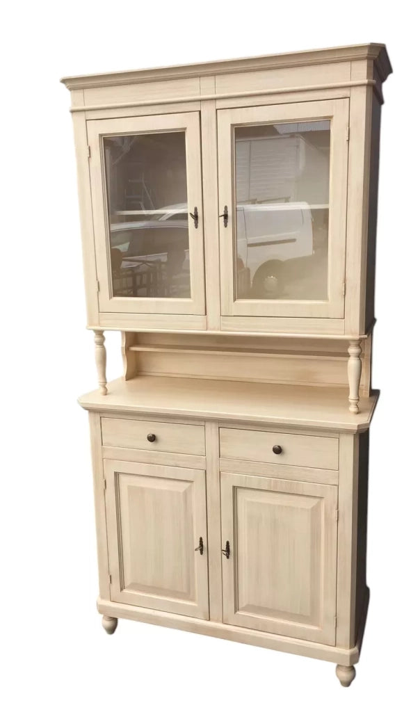 Cristalliera in legno grezzo 2 ante napoletana l.104 p.43 h.210 - Mobili 2G