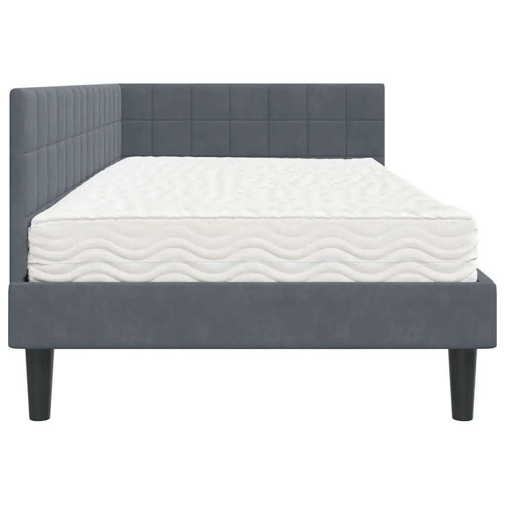 Struttura Letto Angolare con Materasso 2 pz-Giroletto con materasso Grigio Velluto 154221