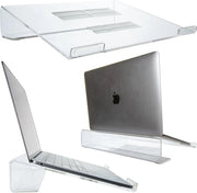 Scaffale per laptop in acrilico con vani di ventilazione per laptop da 10" a 17" - Sostenibile e trasparente