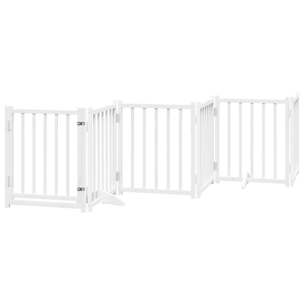 vidaXL Cancello Cani Pieghevole Bianco 6 Pannelli 300cm Massello Abete