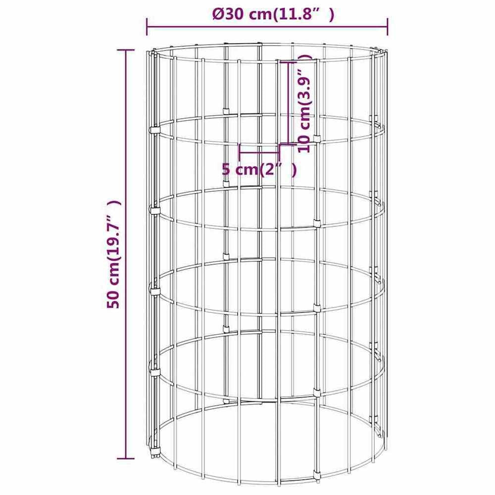 Gabion Raised Beds, 3 Pieces, Round, Galvanized Steel, 30x50 Cm
