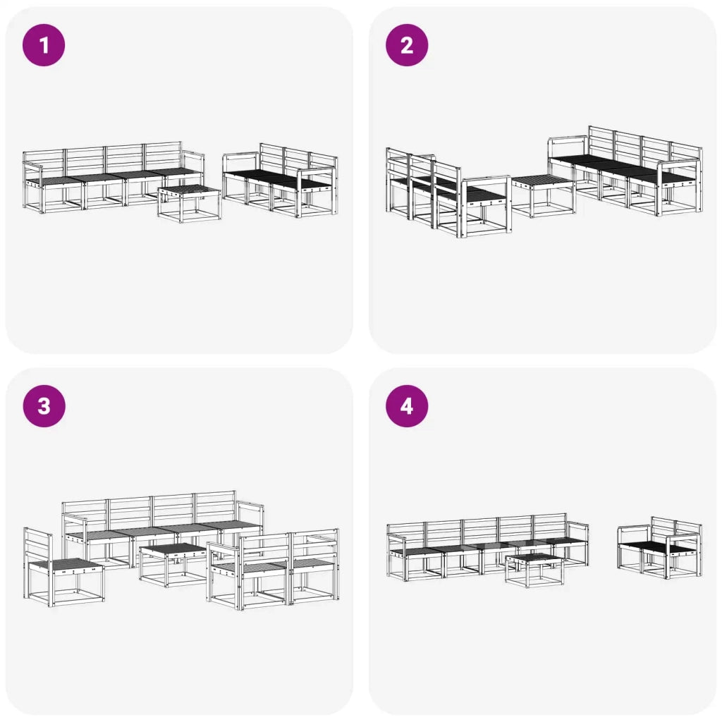 Set di divani da esterno 8 pcs Bianco 59 x 59 x 37 cm 3387338