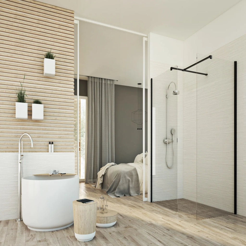 Box doccia Parete 75x150 CM 198 CM in vetro trasparente 8 MM mod. Walk in Black Corner