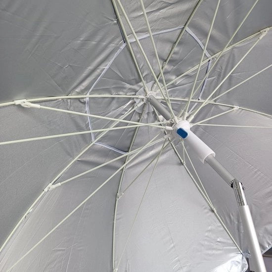 Parasole da spiaggia da 200 cm - Ombrellone da spiaggia grande con asta - Resistente al vento fino a 35 km/h - Alluminio - 8 nervature in fibra di vetro - Peso 16 kg