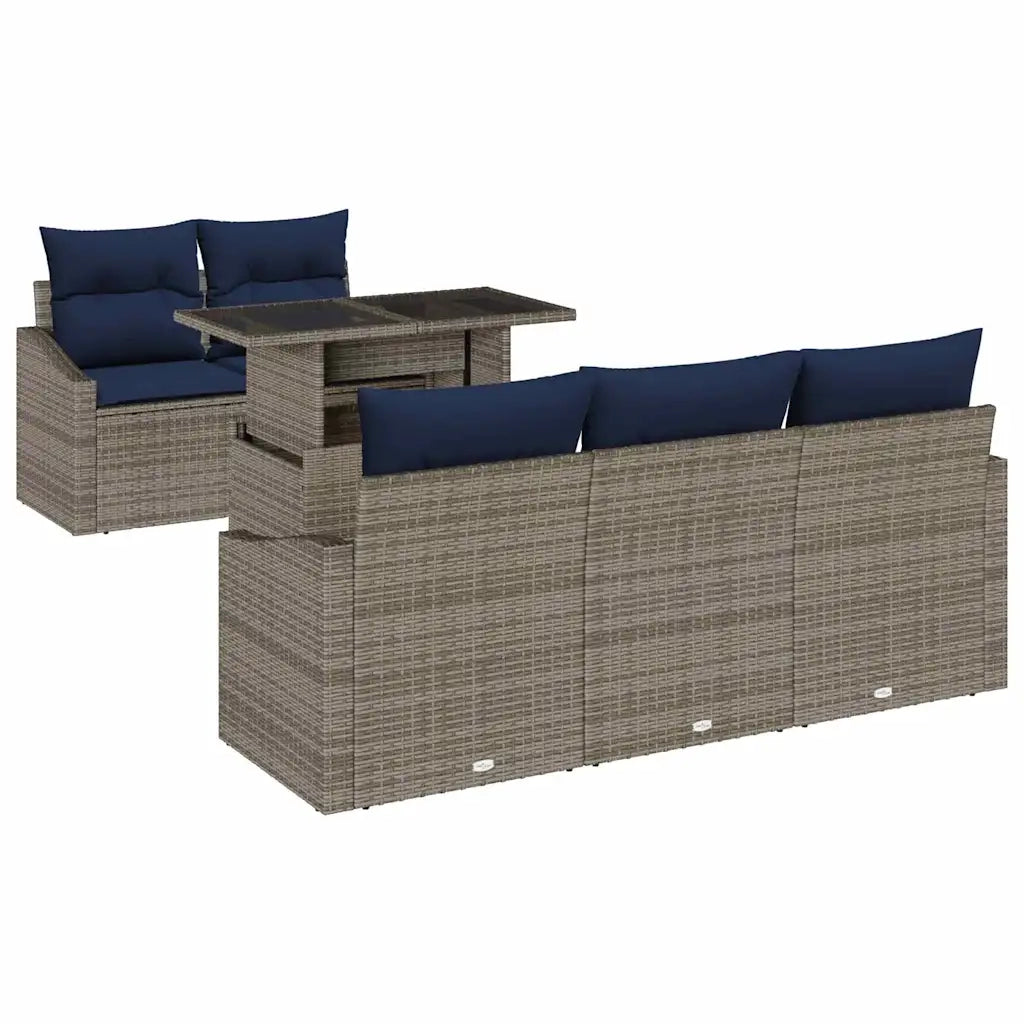 Set Divano da Giardino con cuscino 6 pcs Grigio polyrattan 3357658