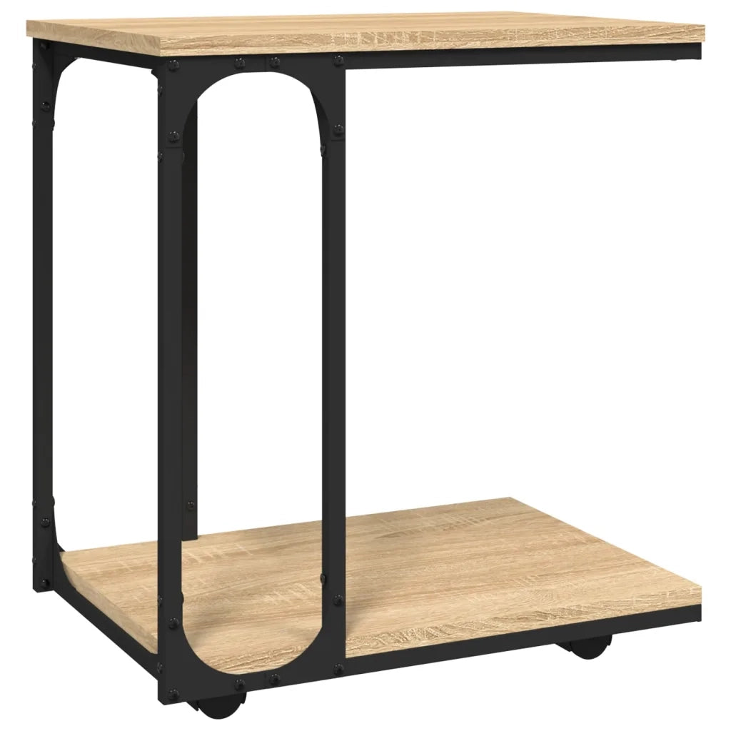 Tavolino | Tavolo laterale con Ruote Rovere Sonoma 50x35x55,5cm Legno Multistrato