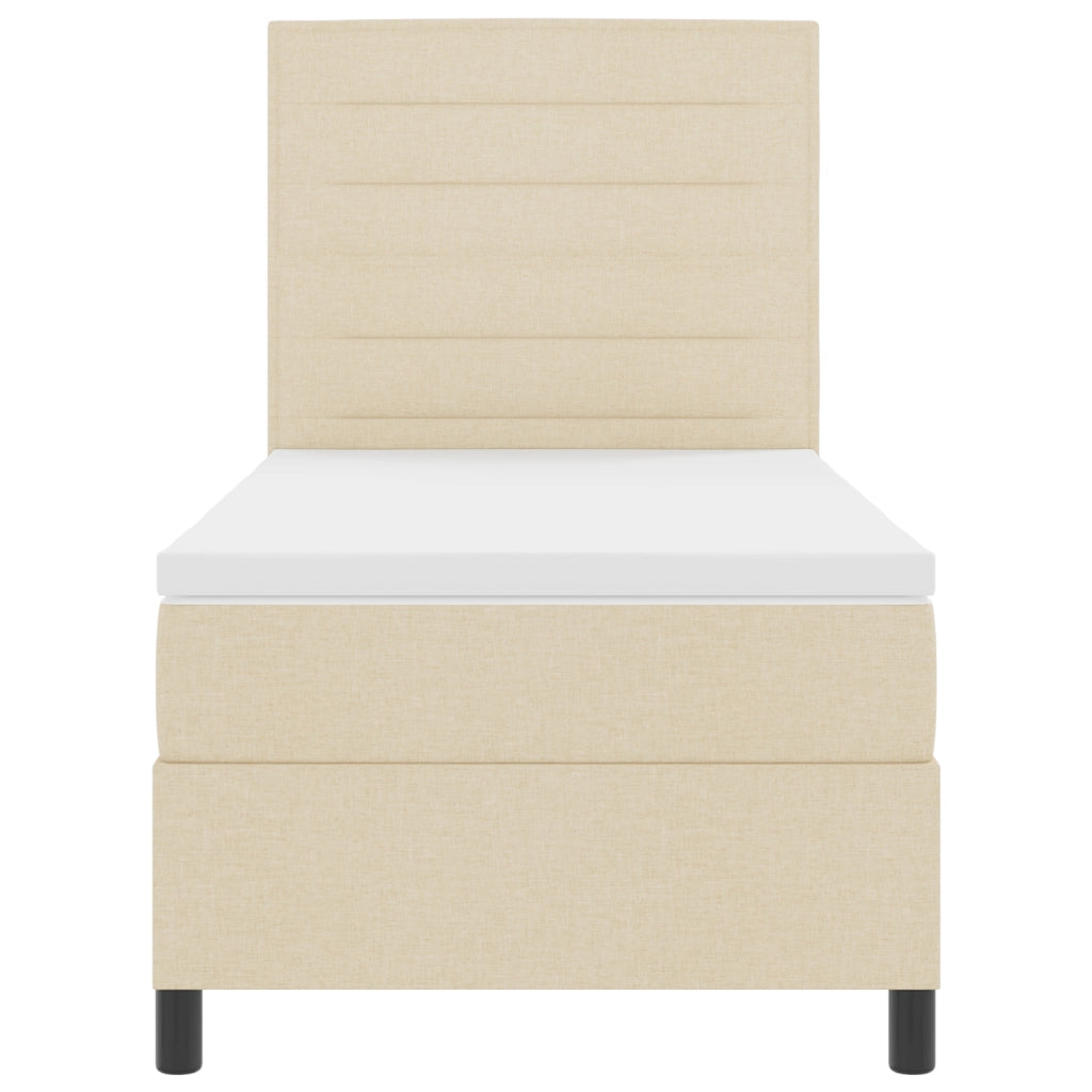 Letto a Molle con Materasso Beige Singolo Tessuto