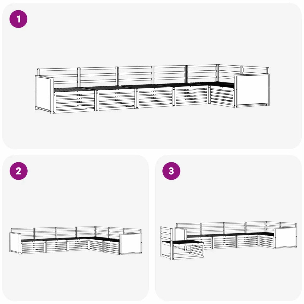 Set di divani da esterno 6 pz Naturale Legno di Acacia Massello 3383407