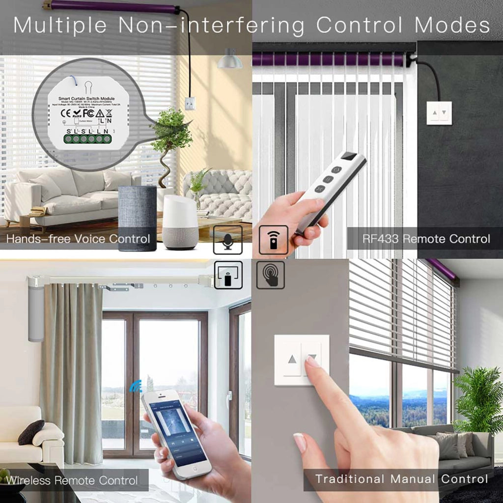 Modulo Tapparelle WIFI 2.4G + RF 433MHz, TUYA, Smart Life, 2A, AC 90-250V, 50/60HZ, 500W, 52X47X18mm, IP20, SH108WR SH108
