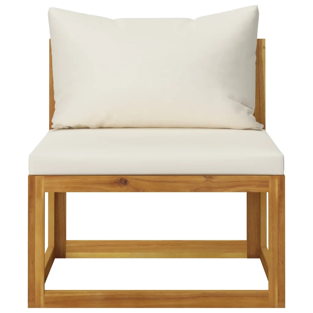 Divano da Giardino a 3 Posti con Cuscino Crema Massello Acacia 3057638