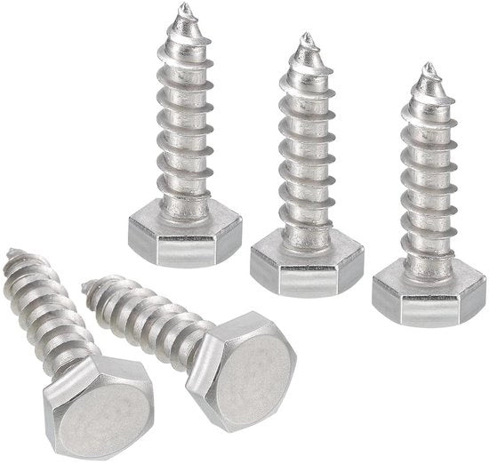 Zeskantschroeven 25 pezzi 1/4" x 1" RVS 304 deelschroefdraad houtschroeven - Materiale duraturo, diverse applicazioni