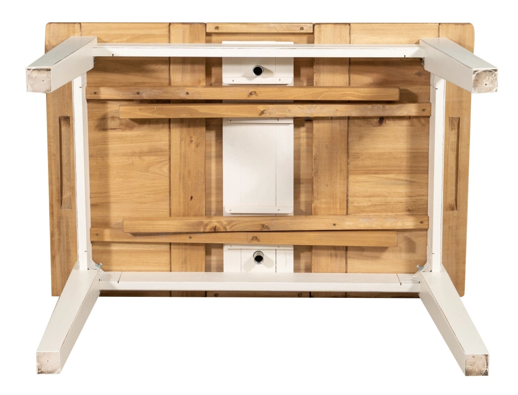 Biscottini Tavolo Country allungabile in legno massello di tiglio struttura bianca anticata piano naturale Made in Italy