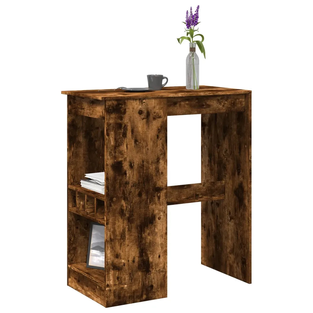 Tavolo Bar con Rastrelliera Rovere 90x47,5x103,5 cm Multistrato 854341
