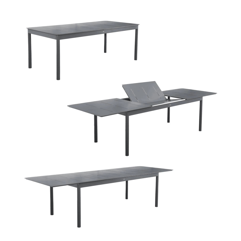 Set tavolo da giardino allungabile in alluminio e textilene con 8