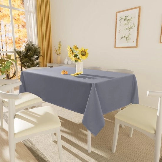 Tavolo da cucina impermeabile effetto loto rettangolare 130 x 160 cm - tessuto impermeabile in poliestere - grigio