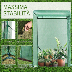 Serra da Giardino con Porta Avvolgibile 100x50x150 cm in Acciaio e PE Verde