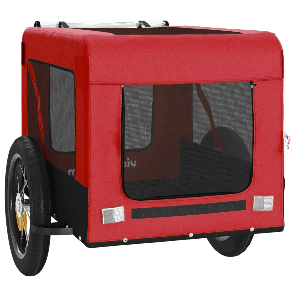 Rimorchio da Bici per Animali Rosso e Nero Oxford e Ferro CFW4479004