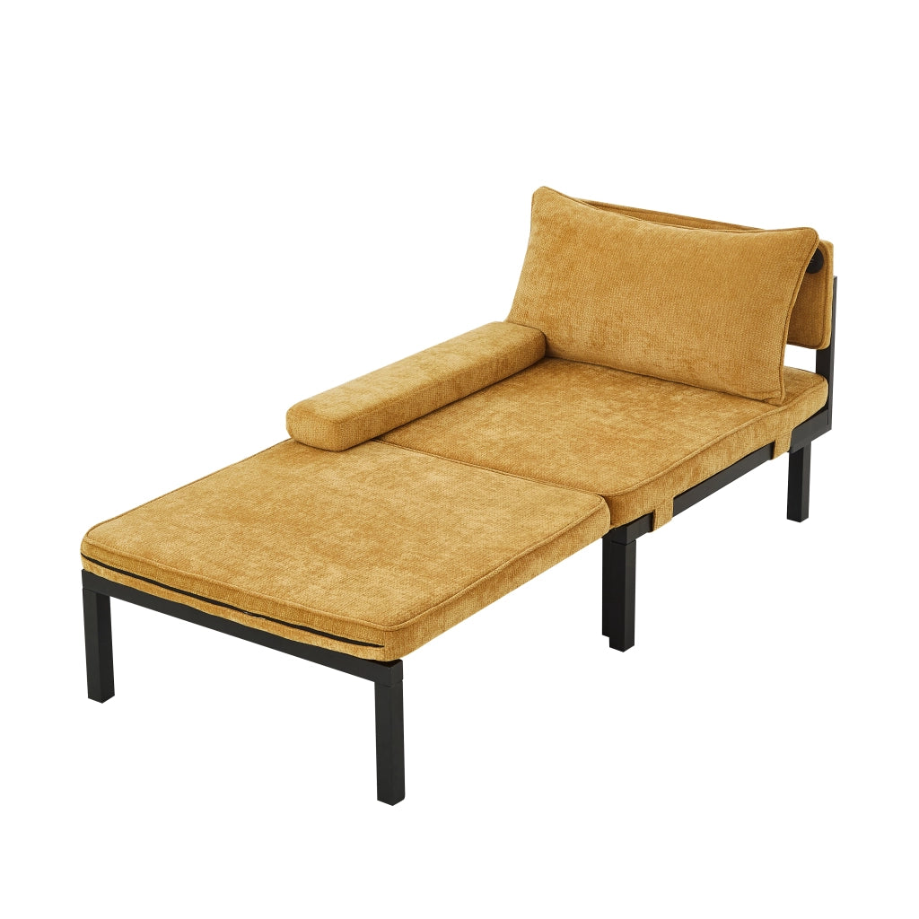 Divano Letto Singolo Pieghevole con Cuscino e Porte USB ¨C MINIMAL ¨C Giallo