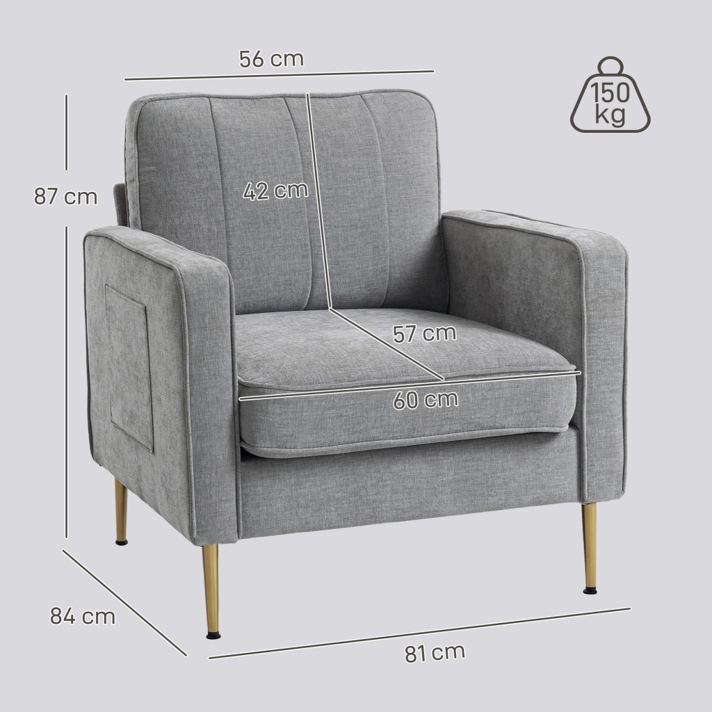 Poltrona in tessuto reclinabile con braccioli e tasche laterali ¨C Zephmum ¨C Grigio scuro
