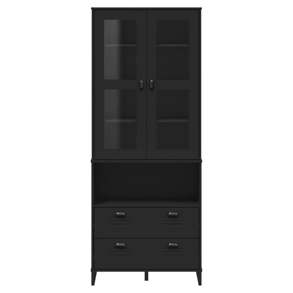 Credenza VIKEN Nera 80x40x200 cm in Legno Massello di Pino 3207142