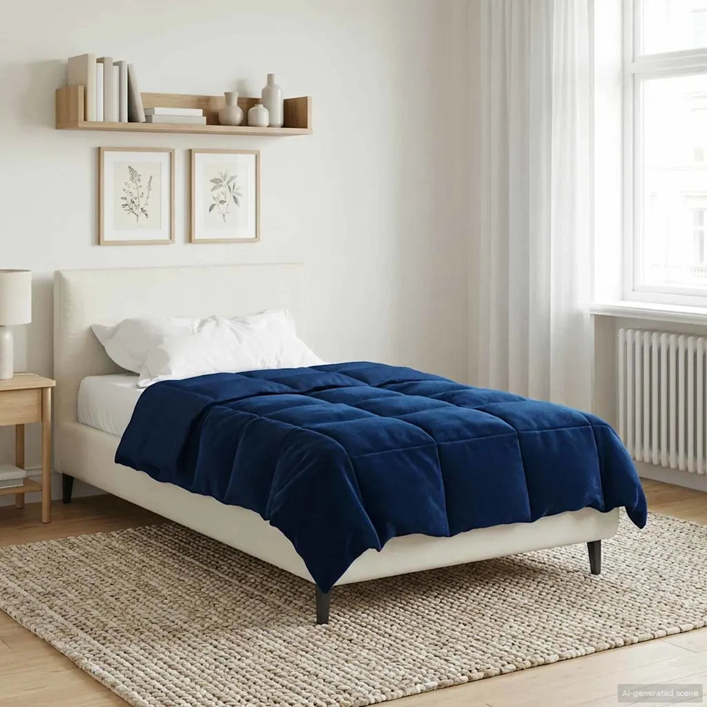 Piumone | Duvet Estivo Trapuntato Blu Scuro 155 x 220 cm Microfibra