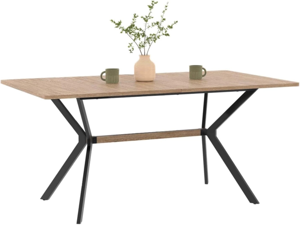 Tavolo da pranzo rettangolare LOUISON 8 persone legno e nero design industriale 160 cm