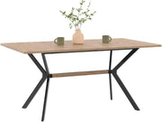Tavolo da pranzo rettangolare LOUISON 8 persone legno e nero design industriale 160 cm