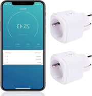 Stuzzicadito WiFi intelligente con timer e contatore di energia - 16A - Funziona con Google Home e Alexa - Per interni - 2 pezzi