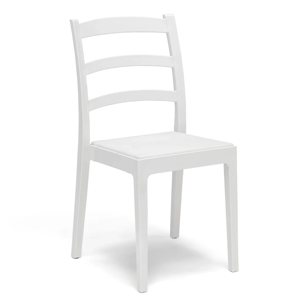 Set 4 sedie in polipropilene REA, MADE IN ITALY, impilabile, resistente ai raggi UV, design classico, ideale per sala da pranzo, cucina, sala d’attesa, bar, ristoranti o giardino, colore Bianco